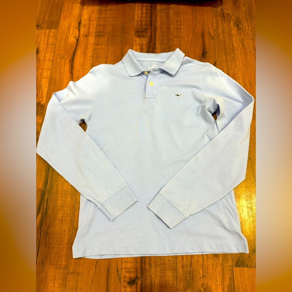Vineyard Vines Long Sleeve Polo Shirt Boys Size M Light/Sky Blue